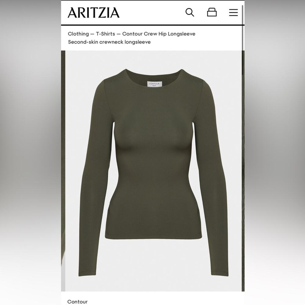 Aritzia Contour Second-Skin Crewneck Longsleeve — Olive Green